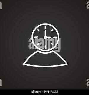 Businessman time managment thin line on black background Stock Vector