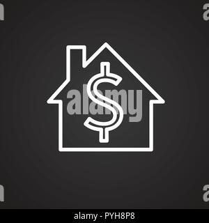 Dollar home storage thin line on black background Stock Vector