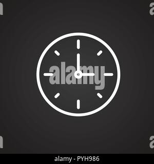 Clock time thin line on black background Stock Vector