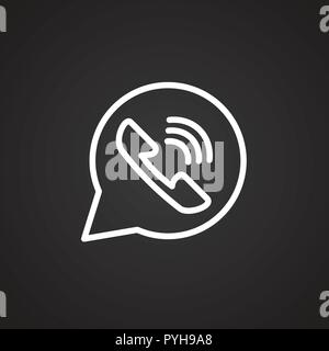 Ringing phone answer thin line on black background Stock Vector