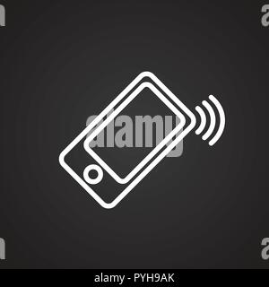 Ringing phone thin line on black background Stock Vector