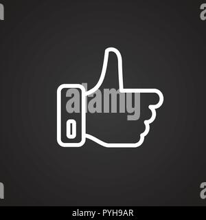 Thumb up thin line on black background Stock Vector