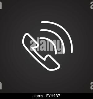 Ringing phone answer thin line on black background Stock Vector