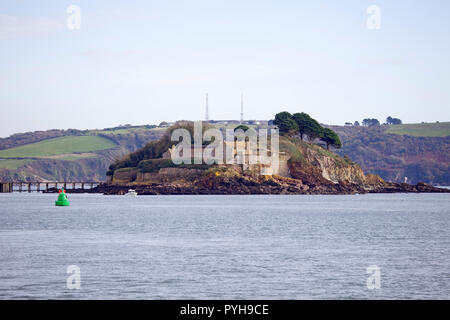 Drakes Island in Plymouth Sound,Devon Stock Photo