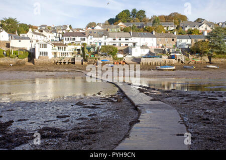 Noss Mayo and Newton Ferrers walkway at low tide. Devon South West England Stock Photo