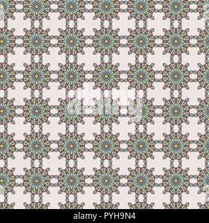 Delicate abstract pattern with decorative shapes in muted hues on the pale pink background, seamless vector as a fabric texture Stock Vector