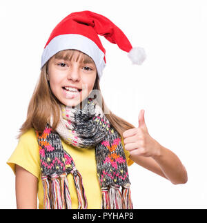 Girl with Santa Claus hat Stock Photo