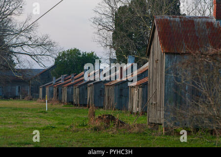 Slave quarters at the Laurel Valley Sugar Plantation near Thibodaux, Louisiana, was used as a set for the feature film 'Ray,' in 2004. Stock Photo