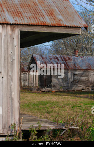 Slave quarters at the Laurel Valley Sugar Plantation near Thibodaux, Louisiana, was used as a set for the feature film 'Ray,' in 2004. Stock Photo