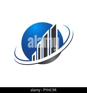 Abstract building globe logo design template. Line real estate planet sign. Universal global realty vector icon Stock Vector