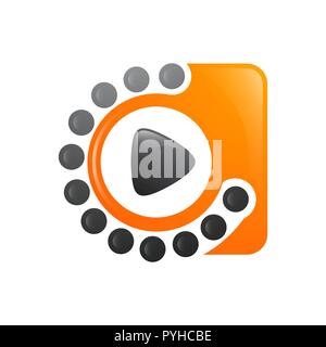 Motion dot media player Video Logo Design Template Stock Vector