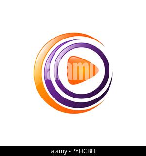 Multimedia logo design, Play logotype, Labyrinth logo Stock Vector