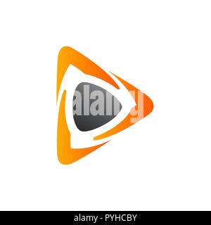 Vector play icon. Video application icon design template. Music player. Line art. Paper origami collection. Application icon design for iOS and Androi Stock Vector