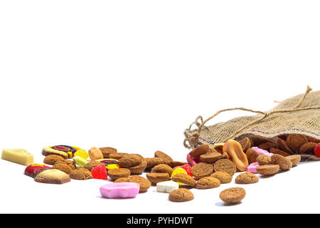 Bag with sweets for the holiday of Sinterklaas in Holland and Belgium Stock Photo