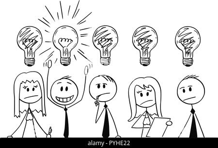 Cartoon of Group of Business People Thinking About Problem Stock Vector
