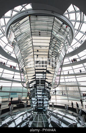 Tourists inside the dome of the Reichstag parliament building in Berlin, Germany Stock Photo