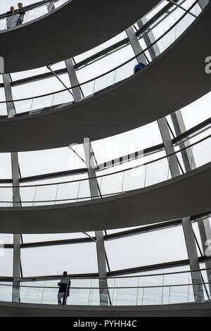 Tourists inside the dome of the Reichstag parliament building in Berlin, Germany Stock Photo