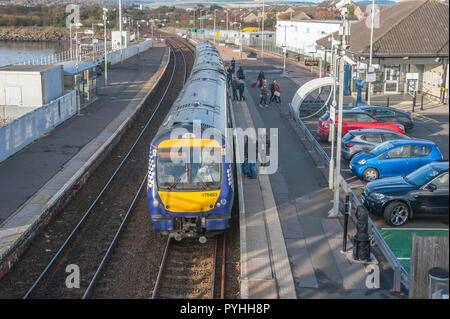 Train present in Montrose Station, Montrose, Angus, Scotland Stock Photo