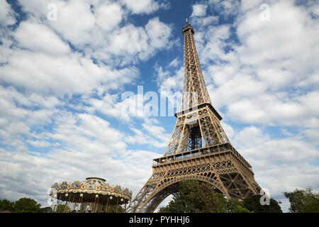 Paris, Ile-de-France, France - The Eiffel Tower - the main landmark of the French capital.