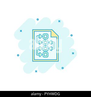 Vector cartoon tactical plan document icon in comic style. Strategy concept illustration pictogram. Document business splash effect concept. Stock Vector