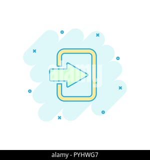 Vector cartoon entrance door icon in comic style. Exit doors concept illustration pictogram. Doorway entrance business splash effect concept. Stock Vector