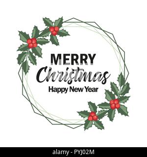 Mistletoe branch, red berries Stock Vector