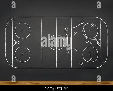 Chalkboard with hockey game tactic. Vector illustration Stock Vector