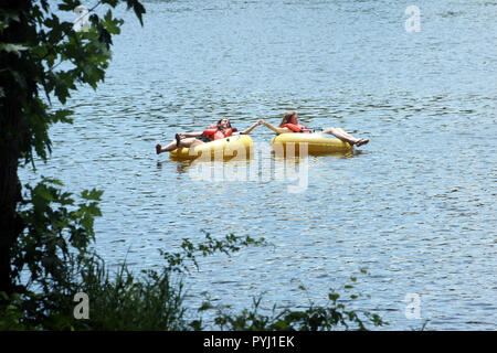 Tubing on James River in Virginia Stock Photo