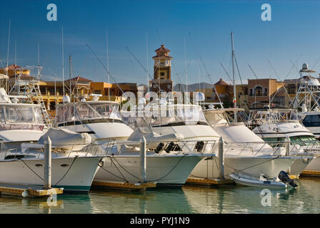Yachts at marina seen from Malecon in Cabo San Lucas, Baja California Sur, Mexico Stock Photo
