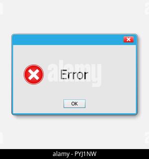 Window operating system warning. Illustration on white isolated background. Stock Vector