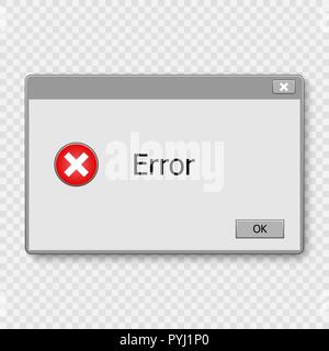 Window operating system warning. Illustration on white isolated background. Stock Vector