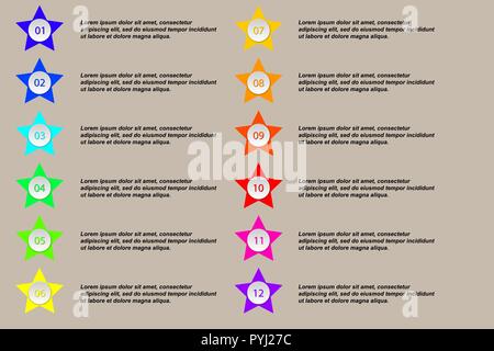 Number Bullet Point Colorful 3d Markers. Step number bullet buttons Stock Vector