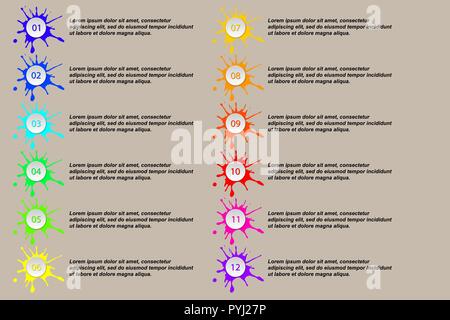 Number Bullet Point Colorful 3d Markers. Step number bullet buttons Stock Vector