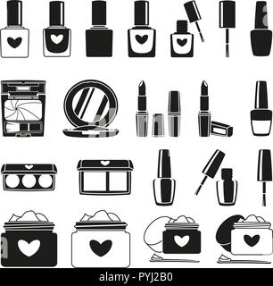 21 black and white make up silhouette elements Stock Vector