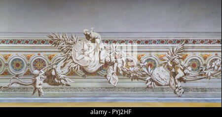 Decoration in the interior of Palazzo dei Normanni (Palace of the Normans) or Royal Palace of Palermo. Sicily, southern Italy. Stock Photo