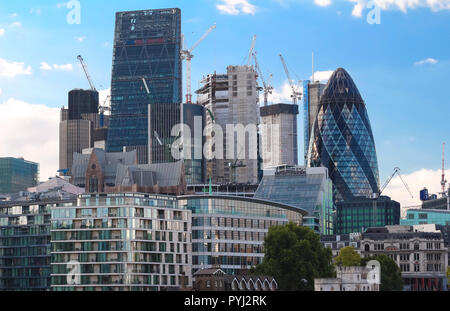 The view of London's city hall and modern skyscrapers . Stock Photo