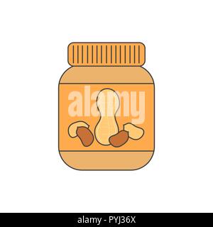 cute peanut butter vector flat illustration isolated on white background Stock Vector
