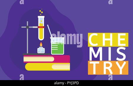 Chemistry science concept background, flat style Stock Vector