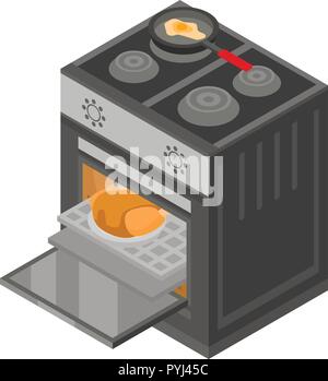 Cooker stove icon, isometric style Stock Vector