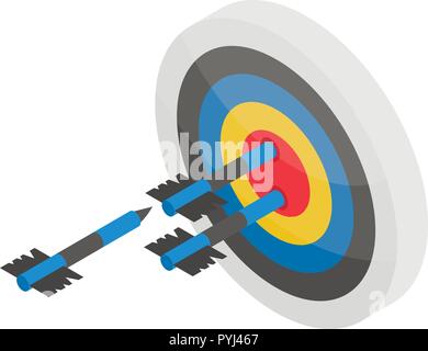 Arch shooting on target icon, isometric style Stock Vector