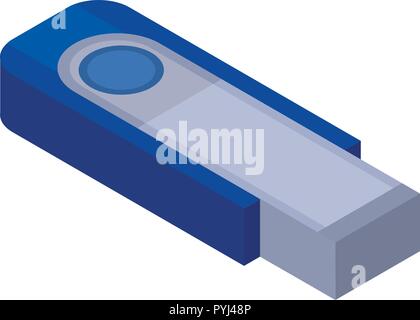 Blue metal usb icon, isometric style Stock Vector