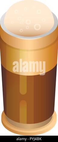 Black beer glass icon, isometric style Stock Vector
