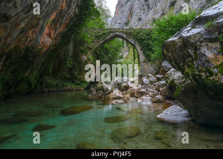 Puente La Jaya, Rio Cares, Picos de Europa, Asturias, Spain, Europe Stock Photo