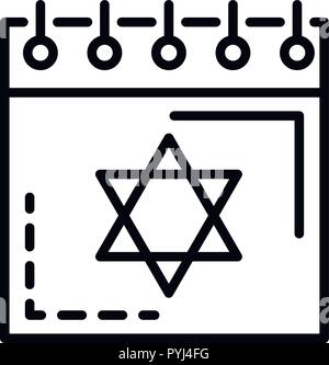 Jewish calendar icon, outline style Stock Vector