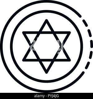 Jewish coin icon, outline style Stock Vector