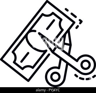 Scissors cut money icon, outline style Stock Vector