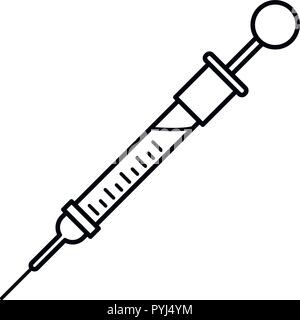 Small syringe icon, outline style Stock Vector