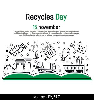 November recycles day concept background, outline style Stock Vector