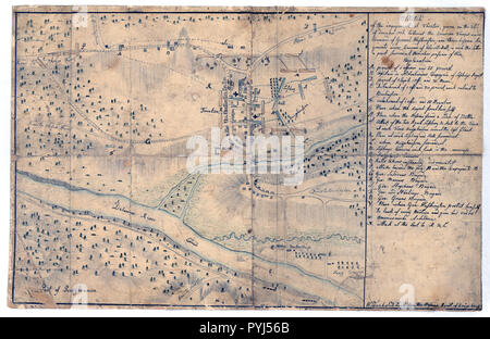 Vintage Maps / Antique Maps - Sketch of the engagement at Trenton, given on the 26th of December 1776 betwixt the American troops under command of General Washington, and three Hessian regiments under command of Colonell Rall Stock Photo