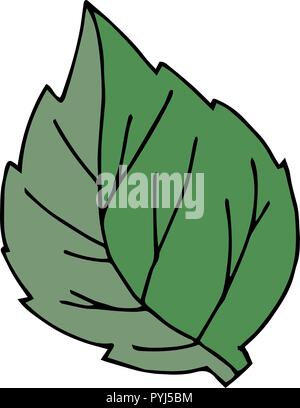 vector green autumn leaf. Simple illustration for kids. Stock Vector